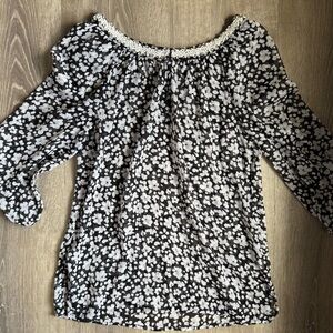 Charter Club Black and White Floral Blouse